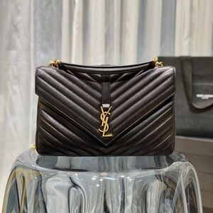 YSL SAINT LAURENT MED COLLEGE BAG BLACK LEATHER